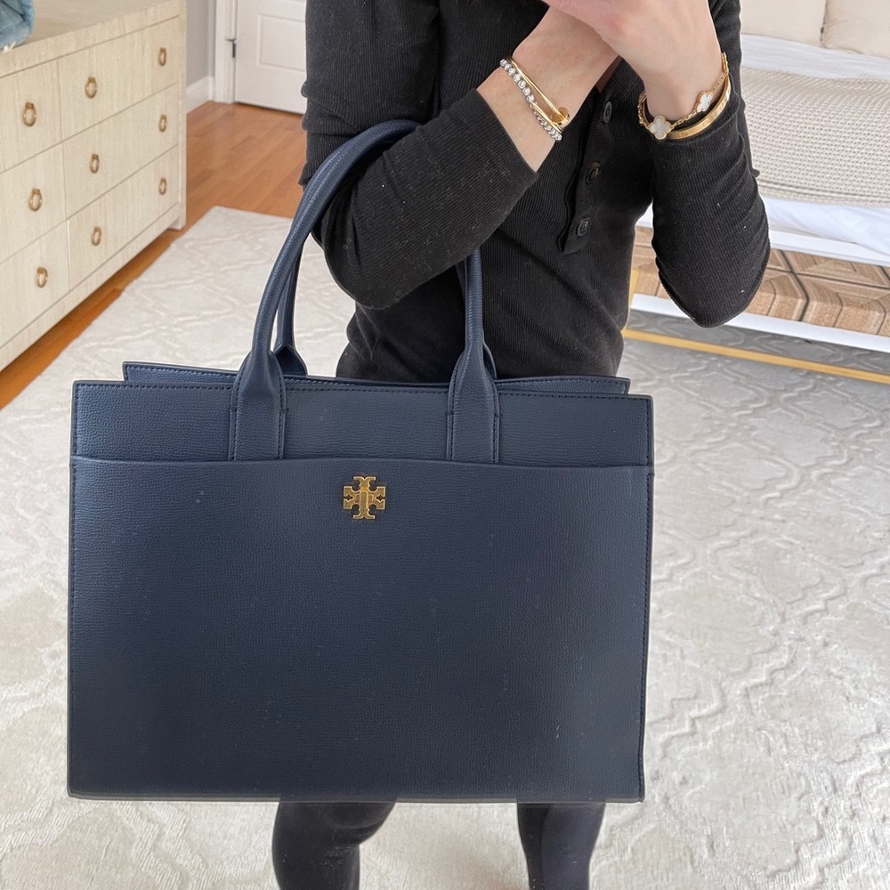 Tory Burch Kara tote. Tags. Navy blue. Perfect.